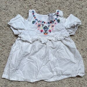 Charming White Kids Blouse with Floral Embroidery